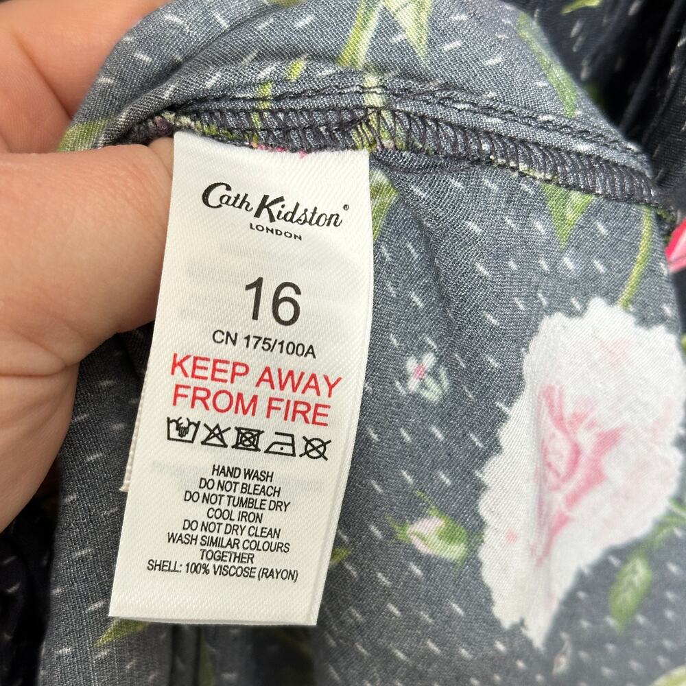 CATH KIDSTON Tea Rose Ruffle Midi Tea Dress Pink Navy Blue Sz 16 {MM37} - Picture 5 of 7